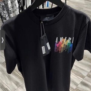 Amiri Black T-Shirt with Colorful Logo